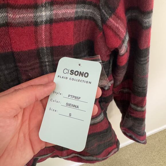 Ci Sono Plaid Button Up Zip Hooded Flannel Jacket US Women's S - Picture 5 of 6